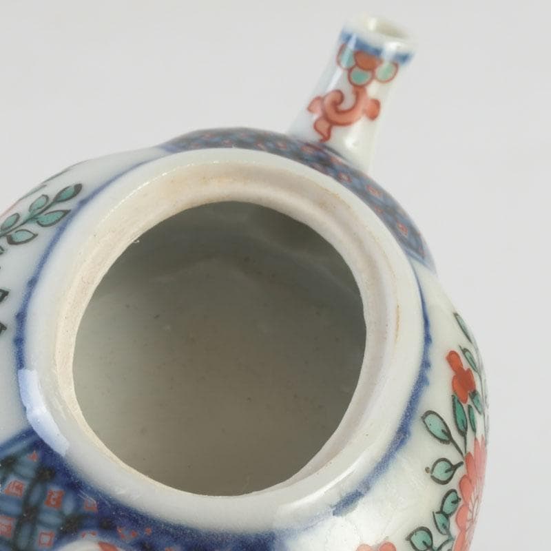 京焼　平安丹祐造　色絵　草花文　水滴　共箱　V　9686