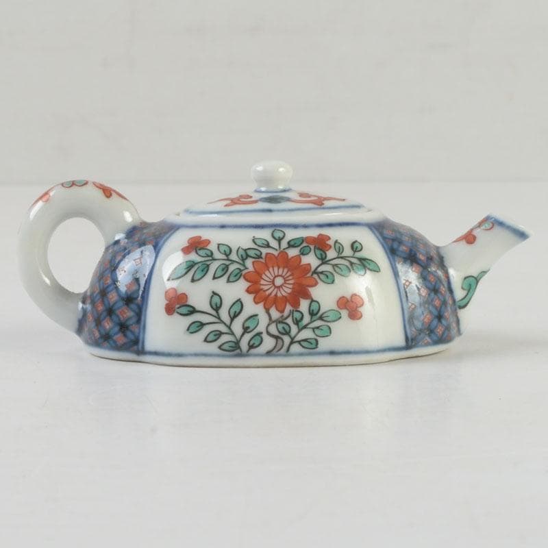 京焼　平安丹祐造　色絵　草花文　水滴　共箱　V　9686