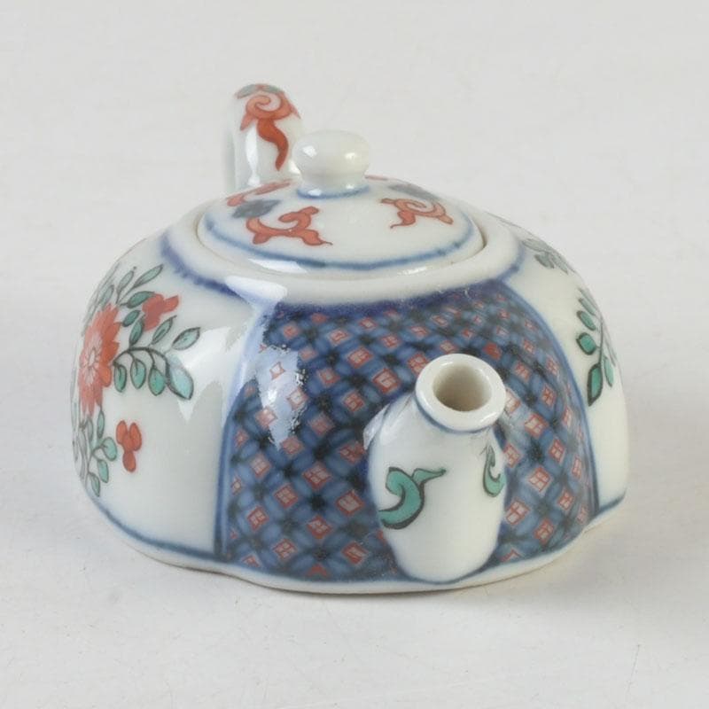 京焼　平安丹祐造　色絵　草花文　水滴　共箱　V　9686