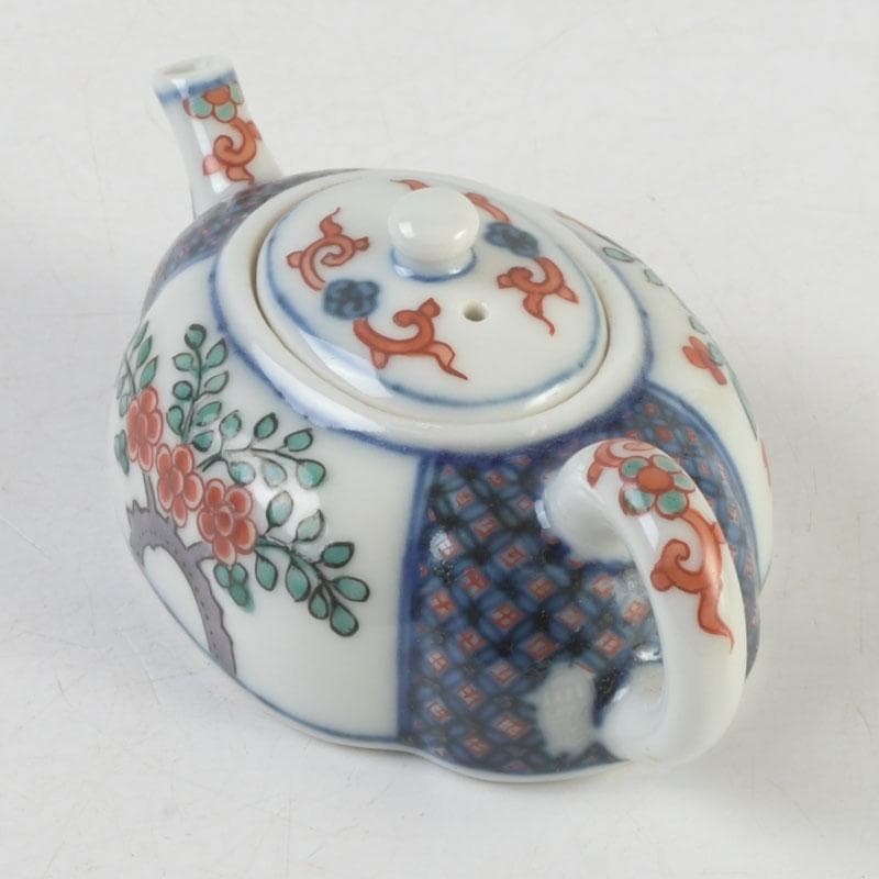 京焼　平安丹祐造　色絵　草花文　水滴　共箱　V　9686