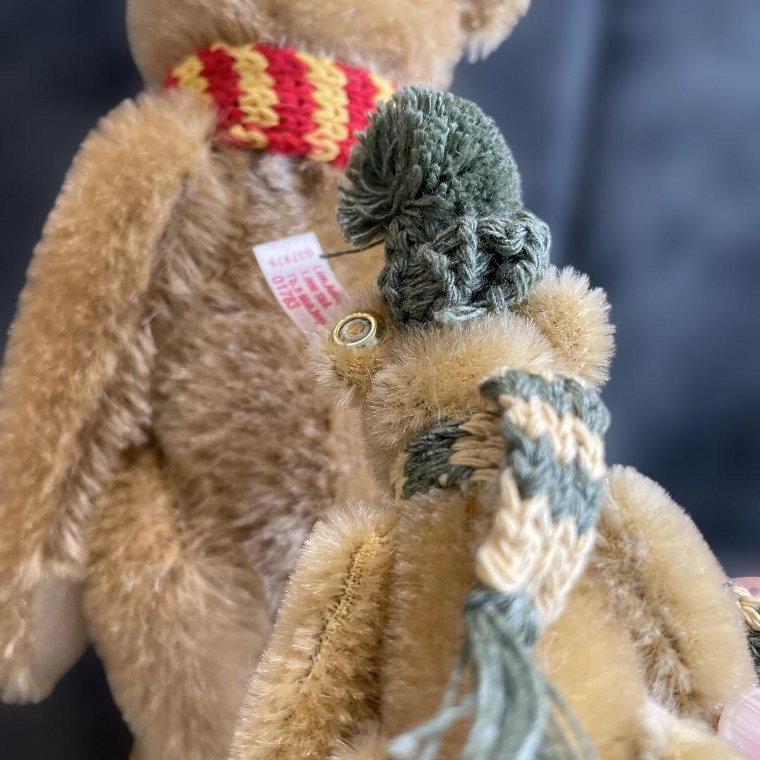 シュタイフ/Steiff◆世界限定クリスマス・ソリセット2002テディ２体セット