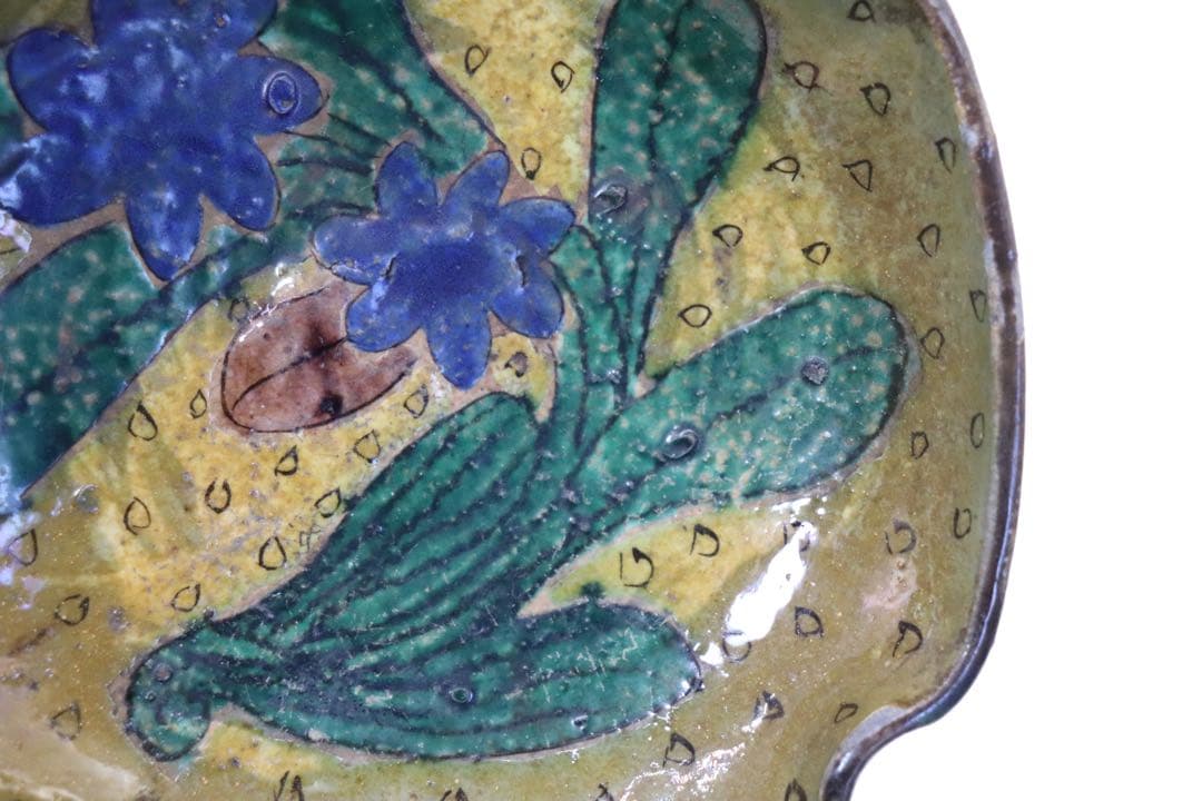 江戸　古九谷　角皿　吉田屋　木箱付　送料込み1223