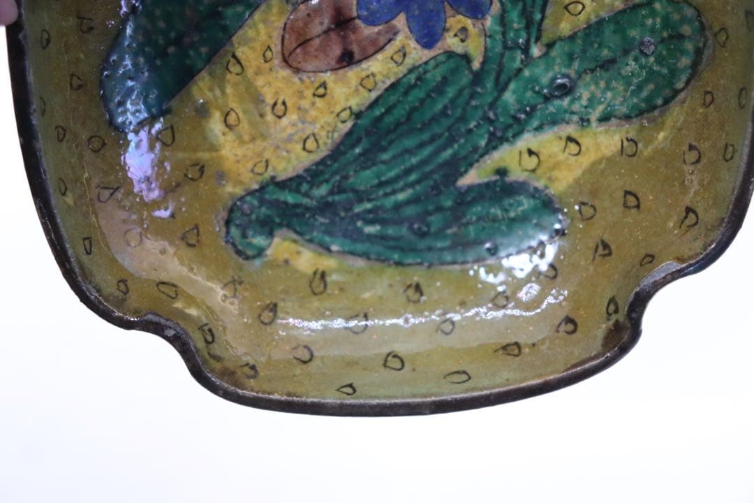 江戸　古九谷　角皿　吉田屋　木箱付　送料込み1223