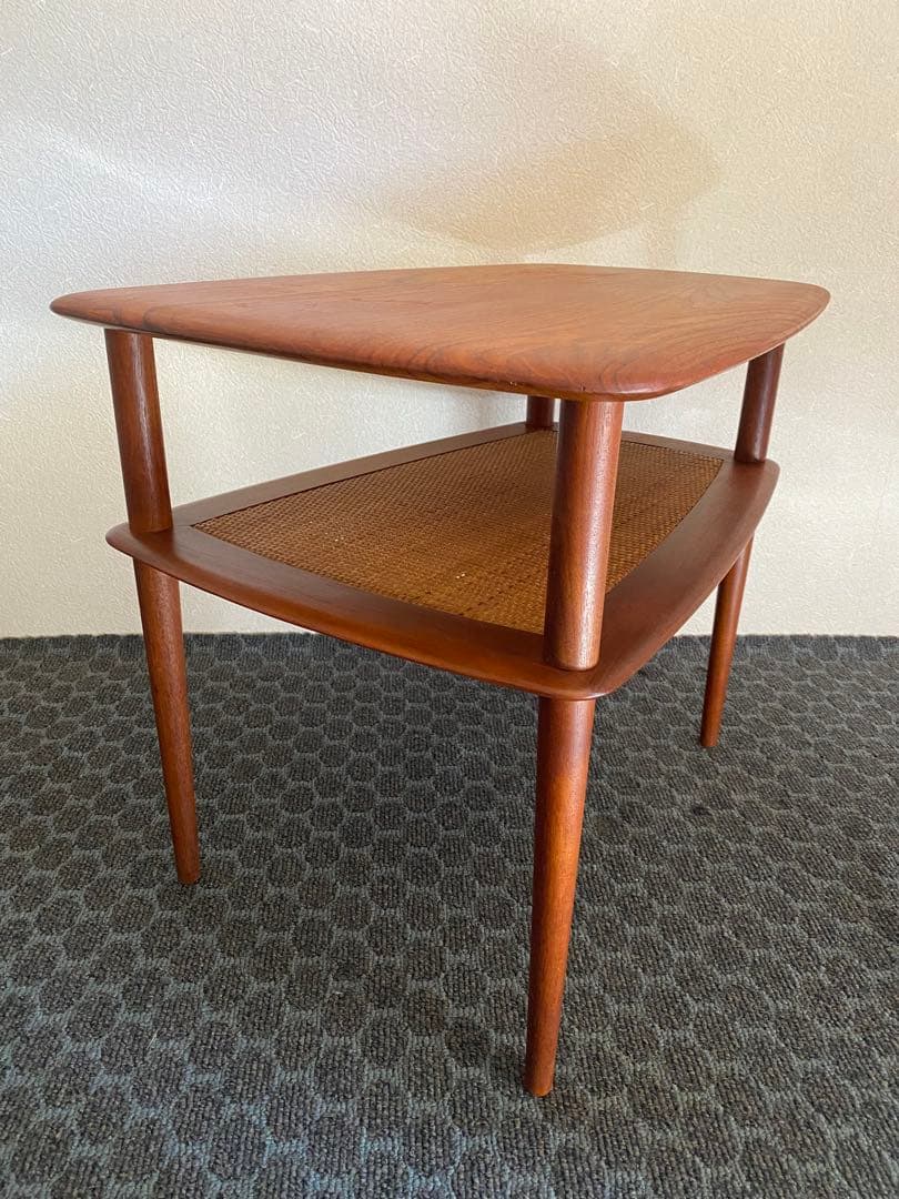 希少　デンマーク　ピーター◦ビッツ　サイドテーブル 　チーク/ラタン