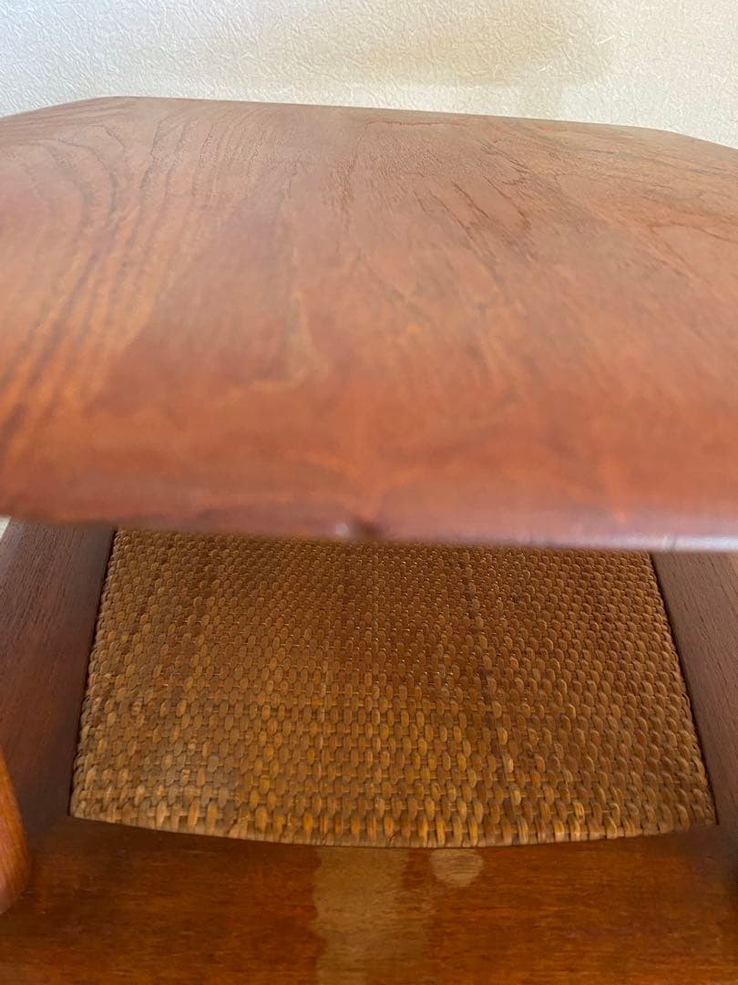 希少　デンマーク　ピーター◦ビッツ　サイドテーブル 　チーク/ラタン