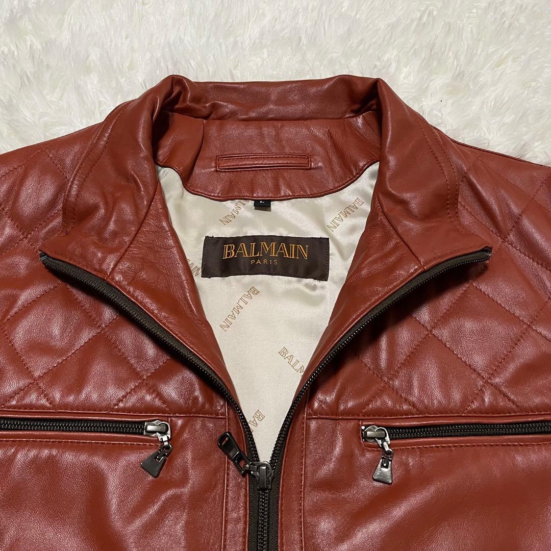 美品　バルマン　ラムレザー ジャケット　シングル　ライダース　キルティング