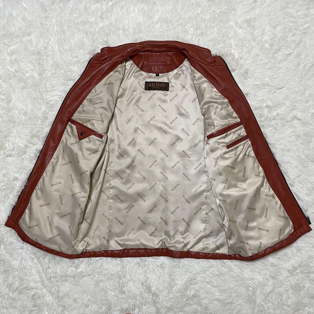 美品　バルマン　ラムレザー ジャケット　シングル　ライダース　キルティング