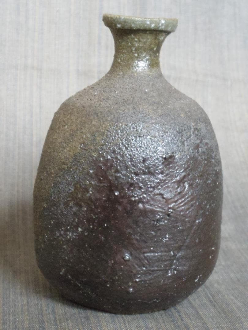 未使用★大森礼二★備前≪窯変黒≫徳利★胡麻★初窯