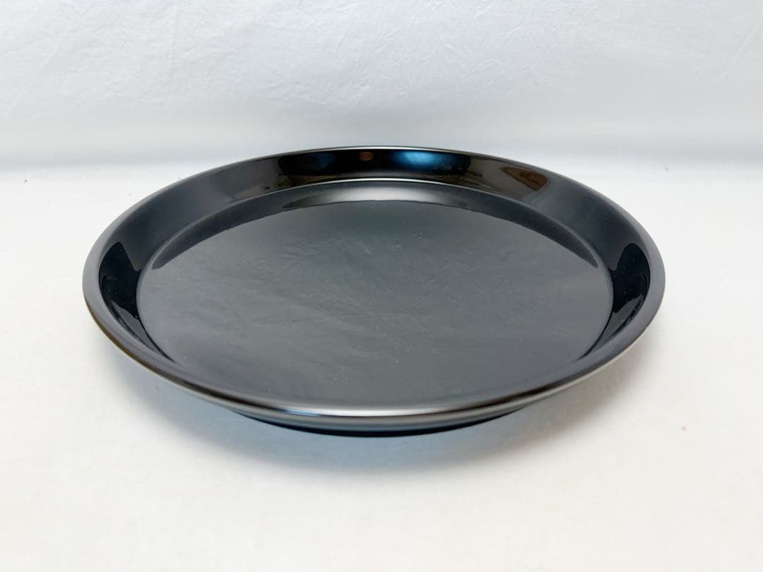 未使用 茶道具 木製黒真塗 大円盆 丸盆 圓能斎好 紙箱