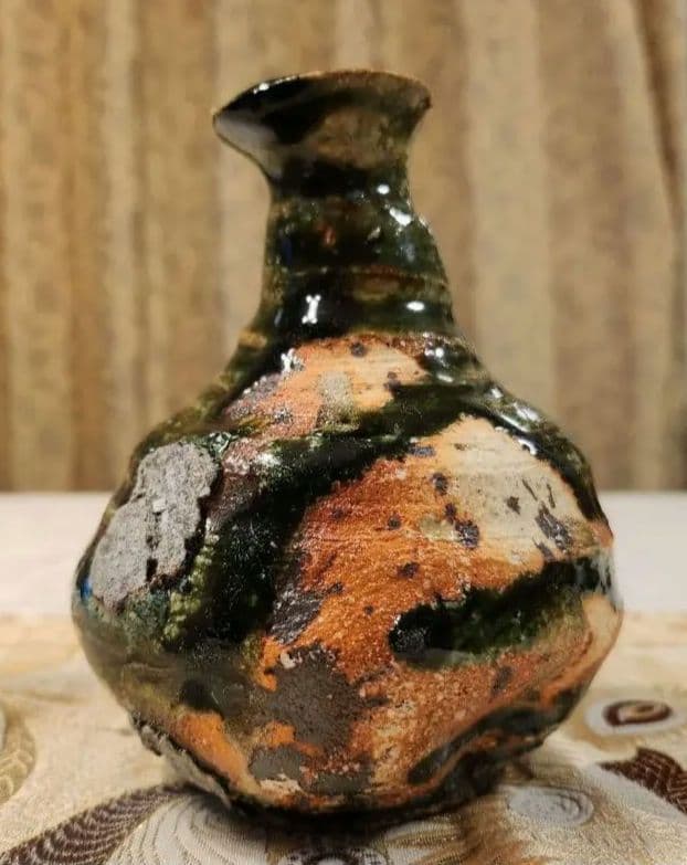 未使用　徳利　小割哲也　陶房　無心窯　織部　作家　とっくり　陶芸　酒器　陶器