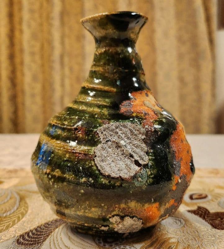 未使用　徳利　小割哲也　陶房　無心窯　織部　作家　とっくり　陶芸　酒器　陶器