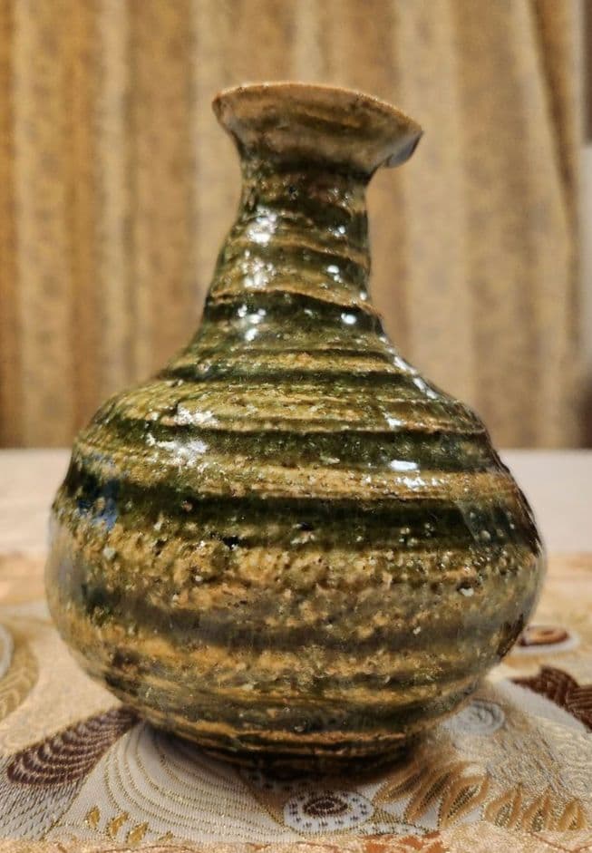 未使用　徳利　小割哲也　陶房　無心窯　織部　作家　とっくり　陶芸　酒器　陶器