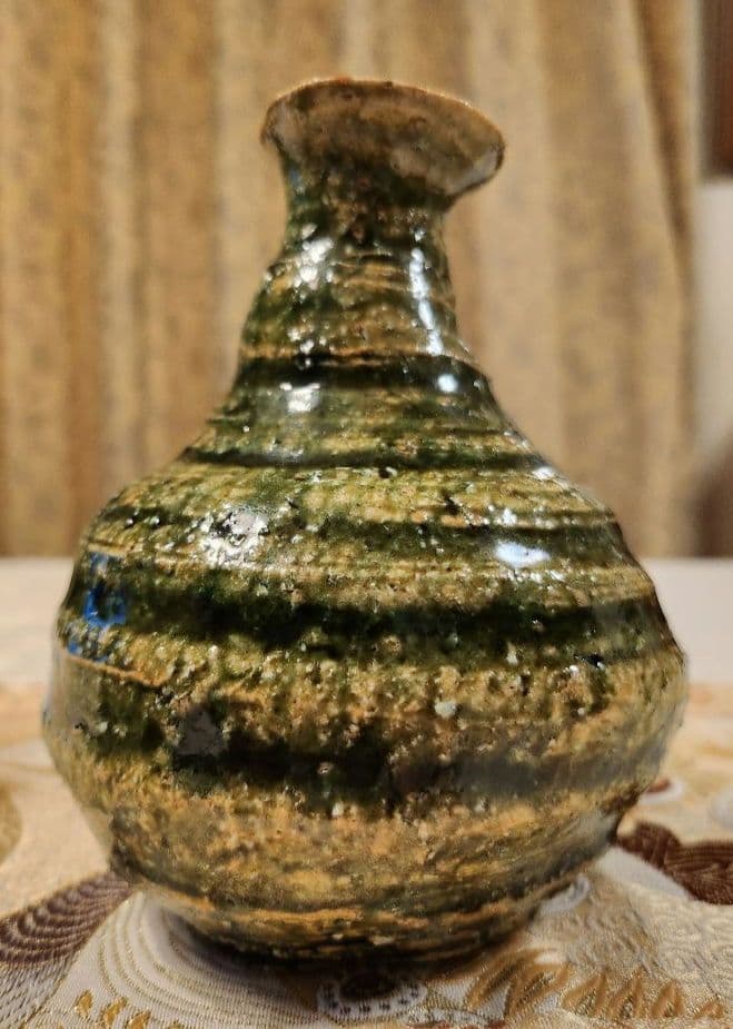 未使用　徳利　小割哲也　陶房　無心窯　織部　作家　とっくり　陶芸　酒器　陶器