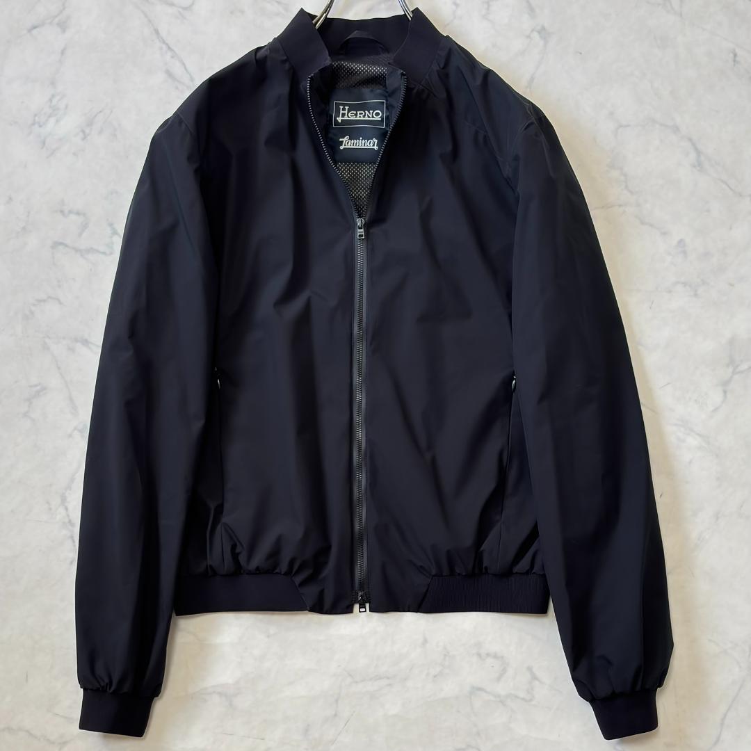 ヘルノ ラミナー ゴア Gore ロゴ ジップアップブルゾン 黒 46 tv1