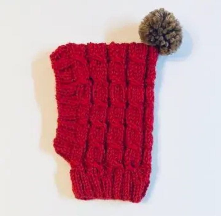 大きめサイズ 大好評♪ 手編み■ 犬 スヌード ■ ボストンテリア ニット帽