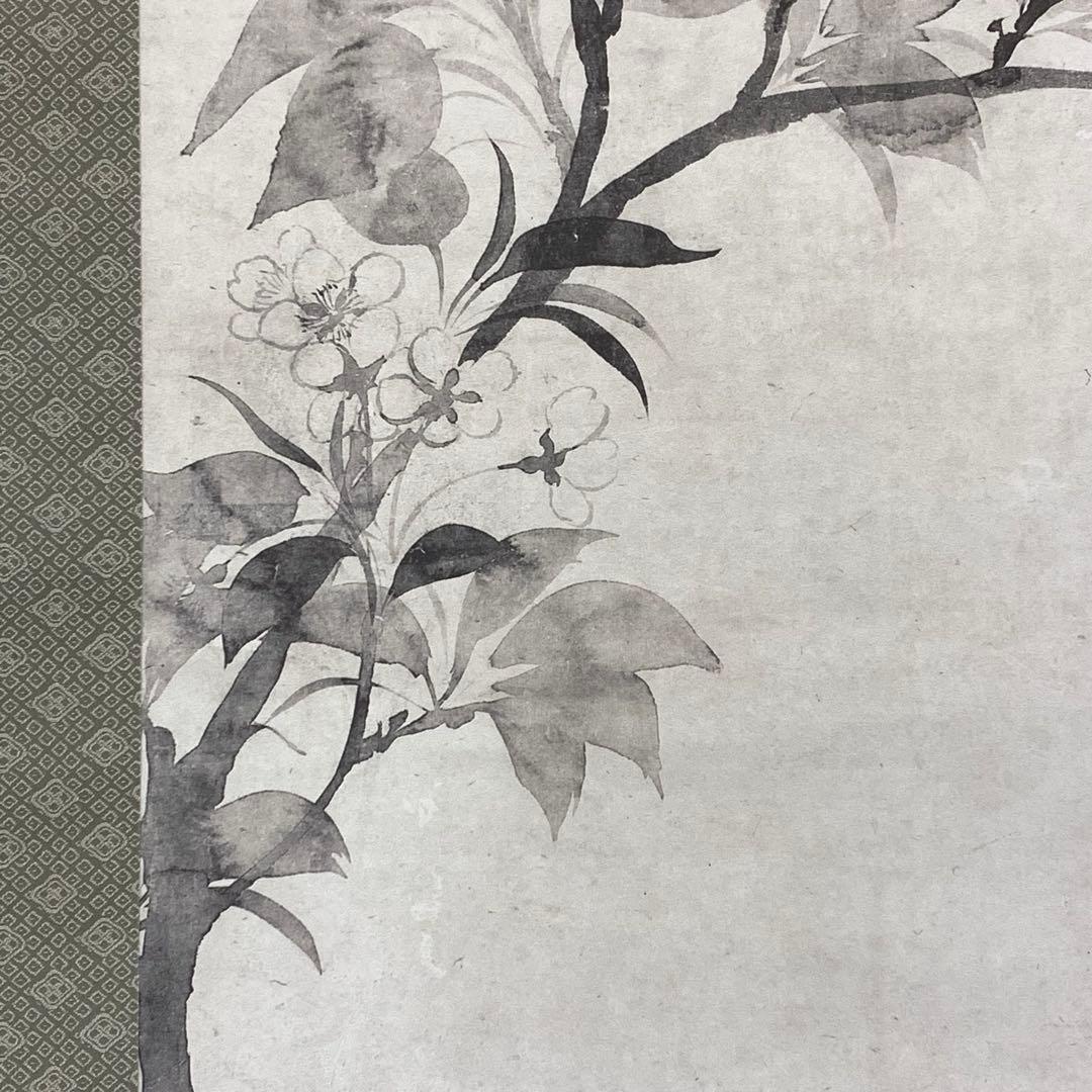 掛軸 俵屋宗達 桜図 木箱 複製画 工芸 水墨画 花 春 5-29