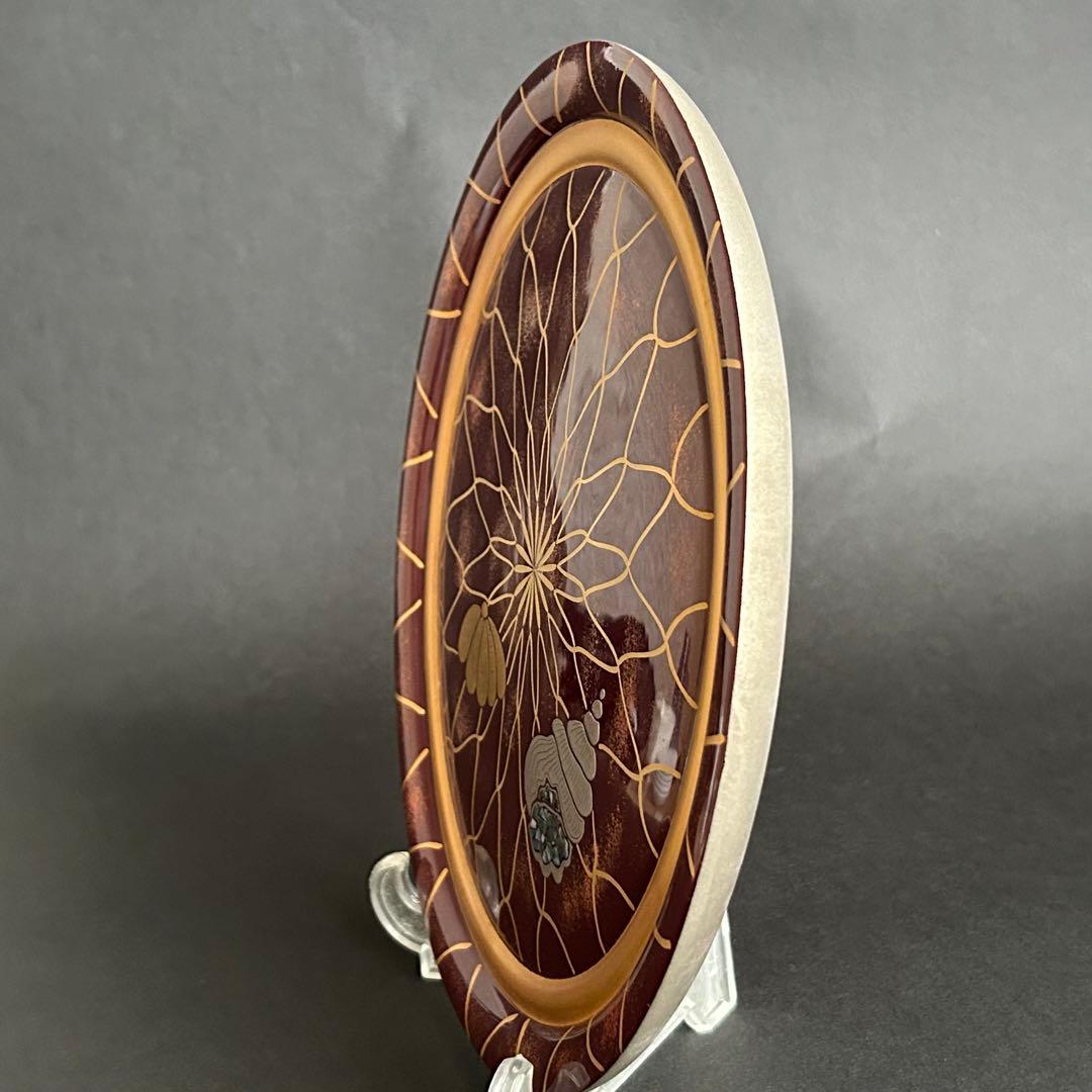 木製 漆器 金蒔絵 銀蒔絵 漆塗り らでん細工 手描き 盛り皿