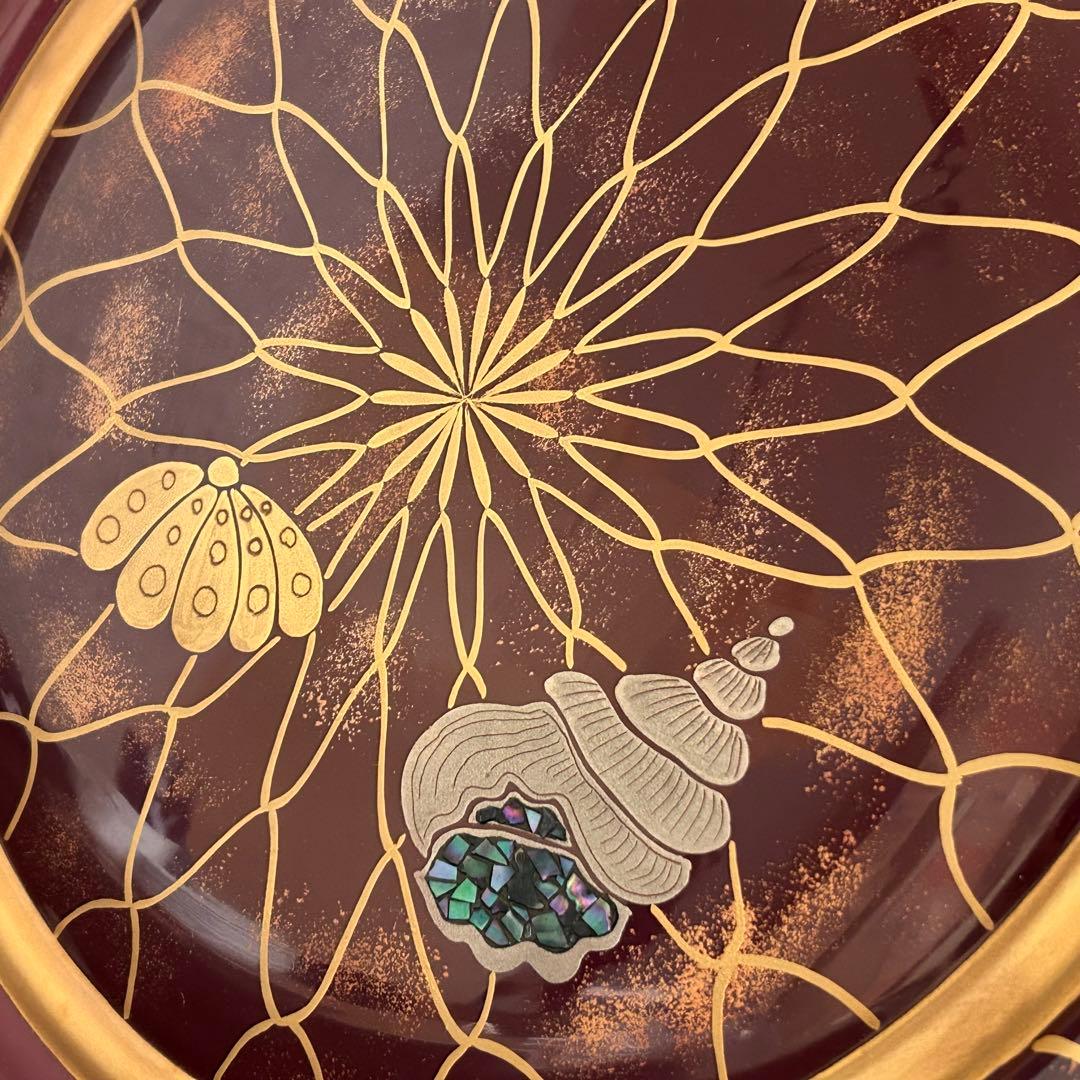 木製 漆器 金蒔絵 銀蒔絵 漆塗り らでん細工 手描き 盛り皿