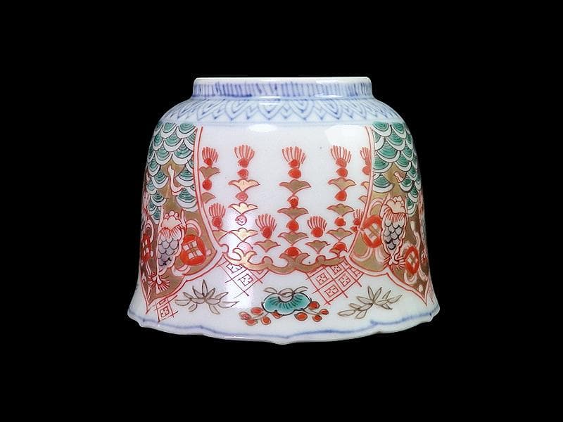 古伊万里　瓔珞紋に松竹梅　獅子に青海波の図　向付　３客　E766AS-fbtr