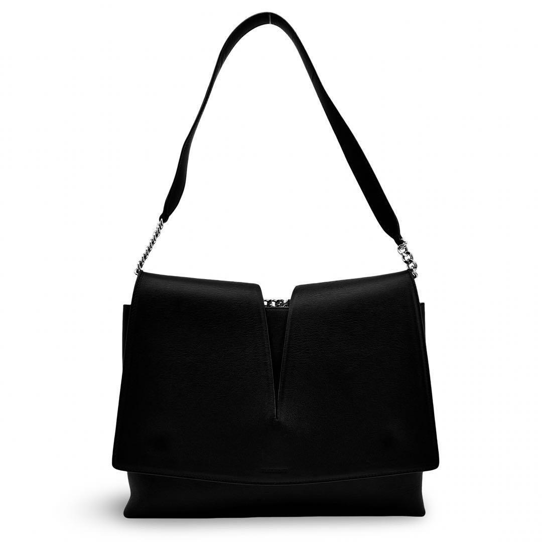 極美品】ジルサンダー チェーン ショルダーバッグ レザー ロゴ　肩掛け 黒