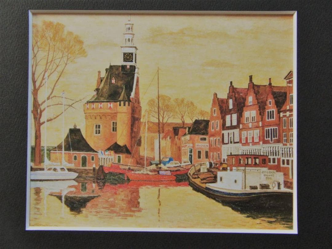 横山申生、【ホールンの塔】、希少な額装用画集より、新品額装付、状態良好