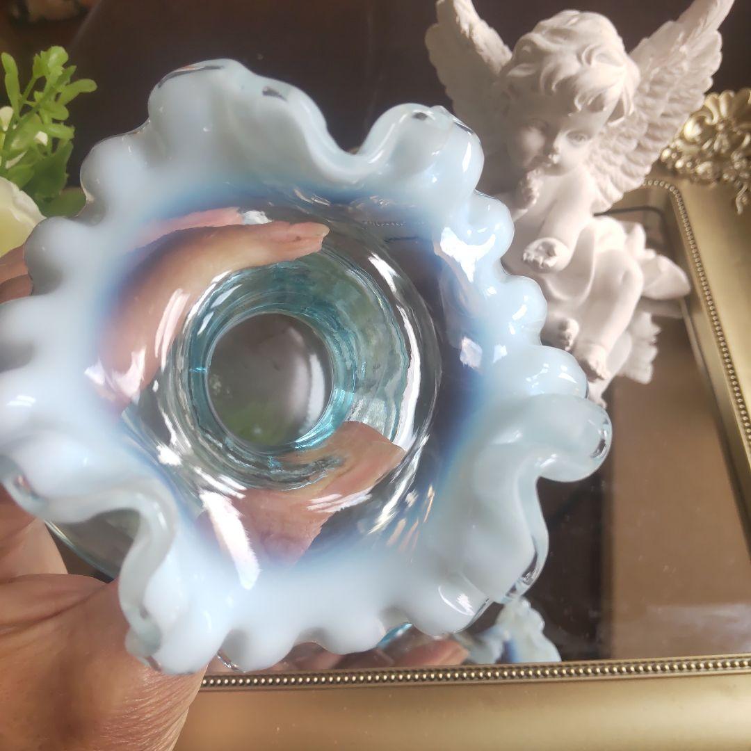 【お値下げ】フェントン　ラッフル花瓶　フリル　オパールセント　ヴィンテージ