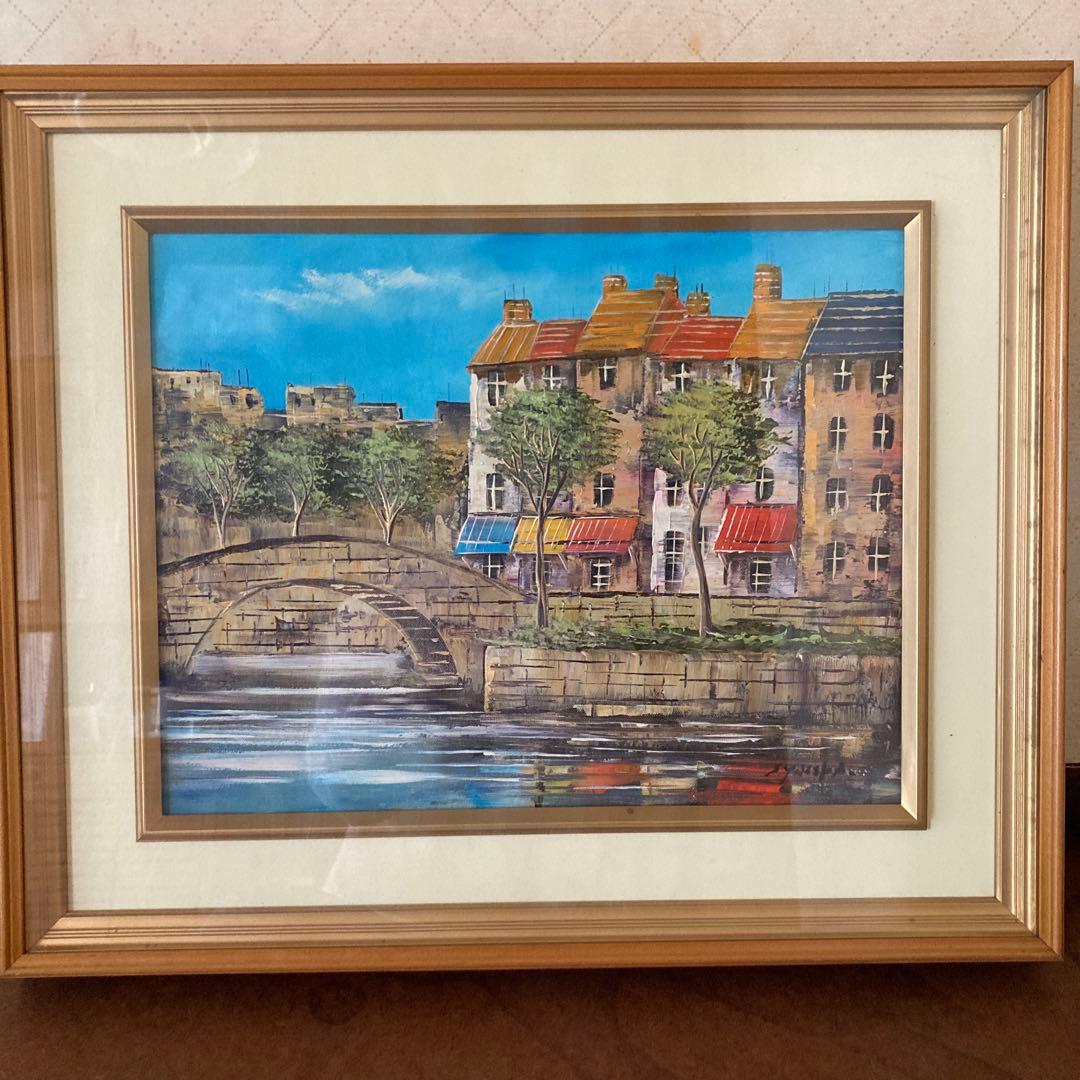 風景画 パリの街角額縁付き