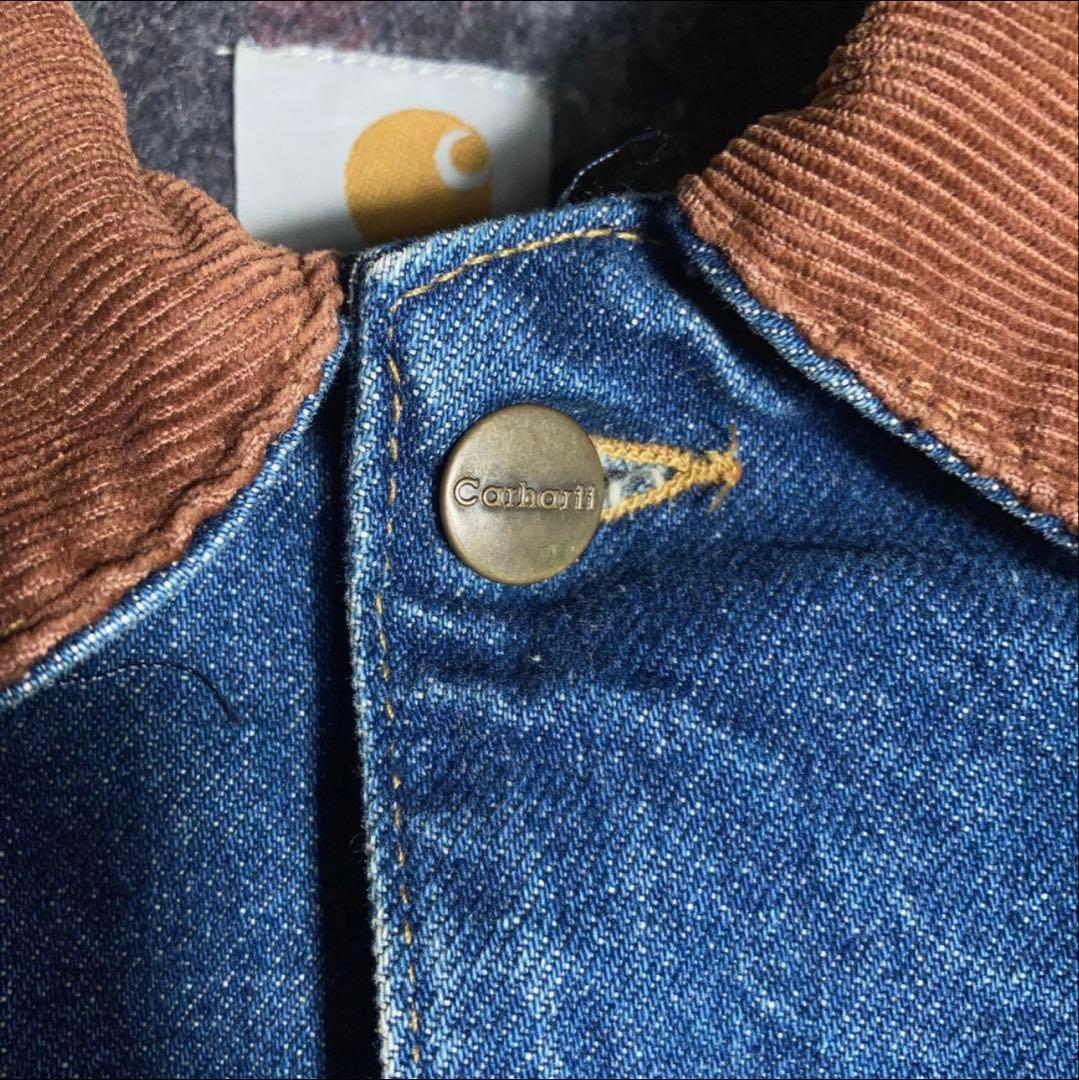 【USA製】Carhartt カバーオール デニムチョアコート 襟コーデュロイ