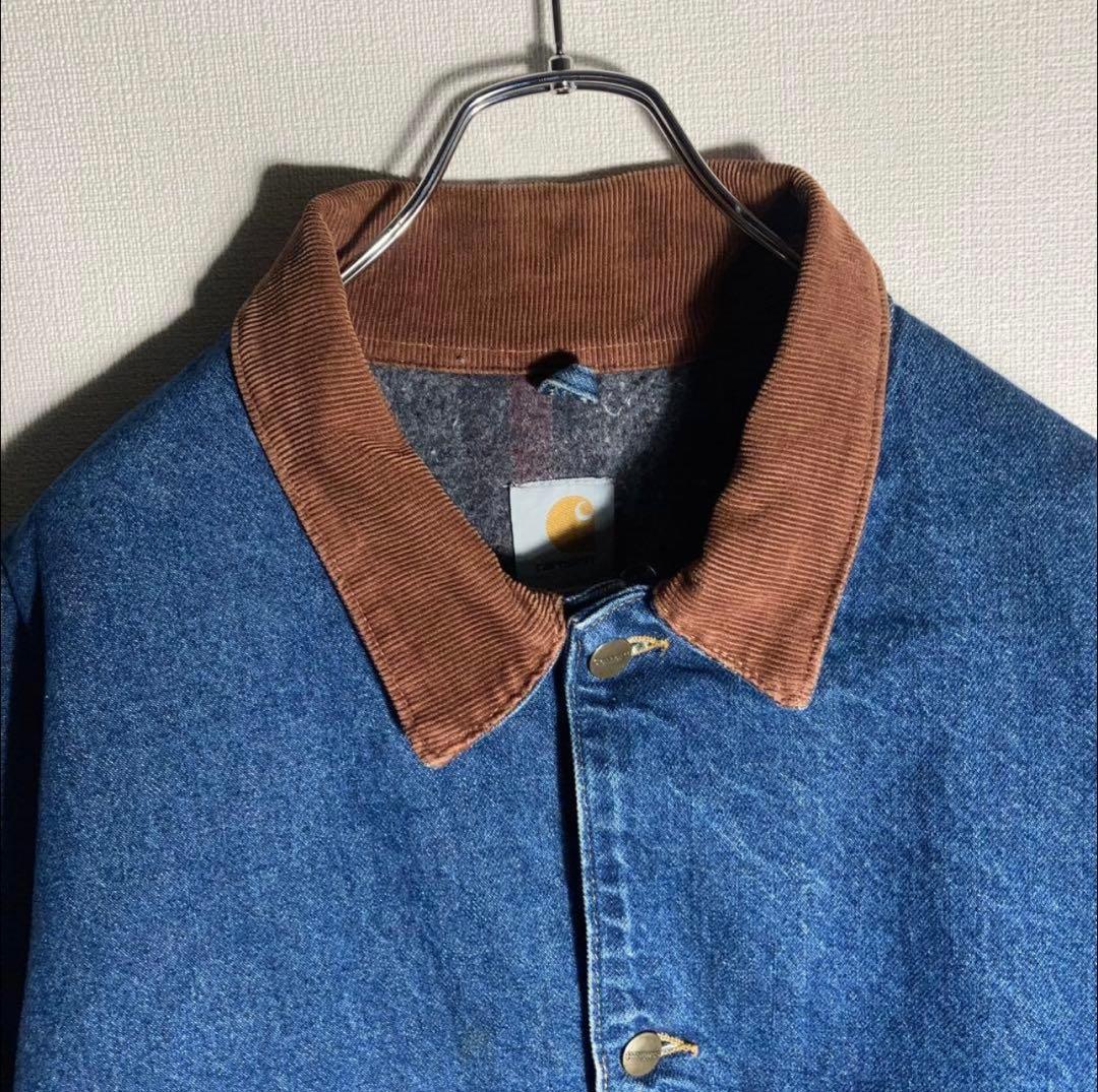【USA製】Carhartt カバーオール デニムチョアコート 襟コーデュロイ