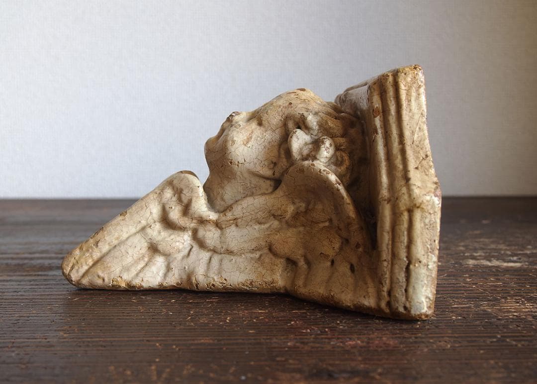 天使のコンソール 彫刻 ウォールシェルフ 家具部品 装飾 サルベージ/K355
