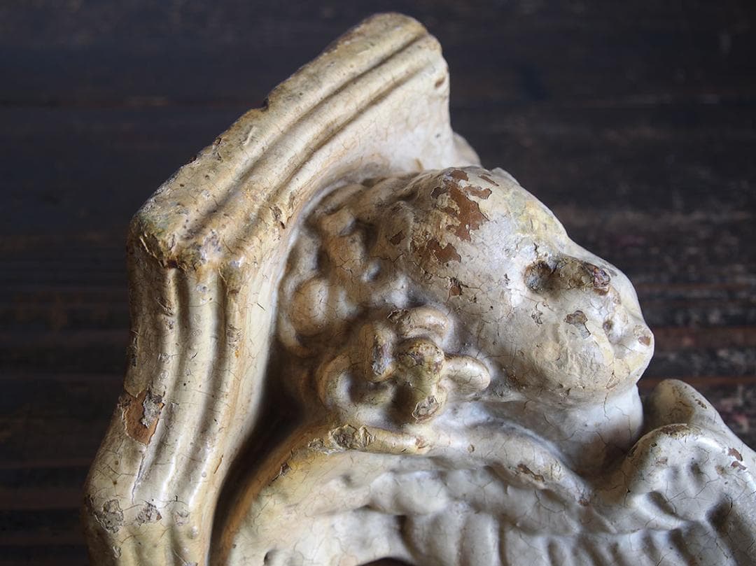 天使のコンソール 彫刻 ウォールシェルフ 家具部品 装飾 サルベージ/K355