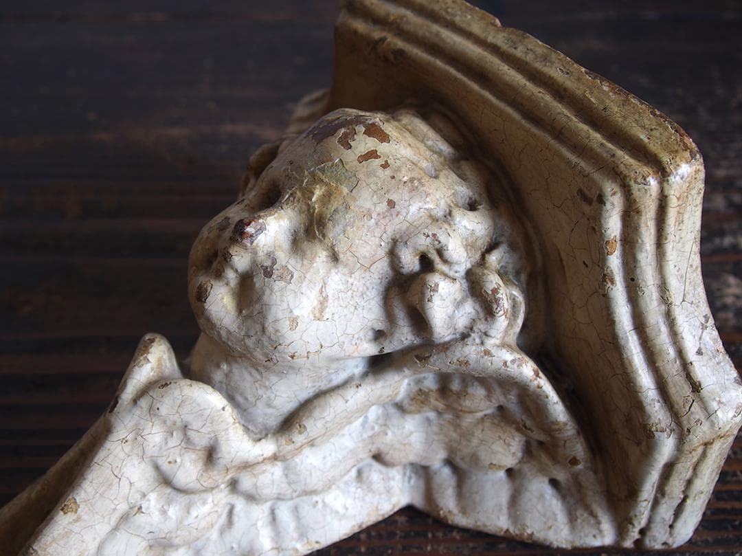 天使のコンソール 彫刻 ウォールシェルフ 家具部品 装飾 サルベージ/K355