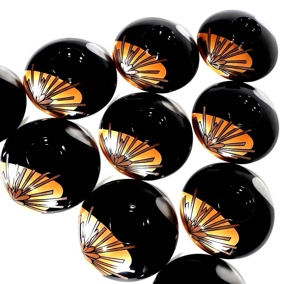 輪島塗　漆器　本金蒔絵花絵紋　木製　蓋付椀　お煮物椀　吸物椀　10客