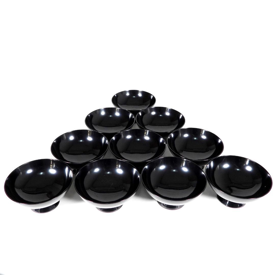 輪島塗　漆器　本金蒔絵花絵紋　木製　蓋付椀　お煮物椀　吸物椀　10客