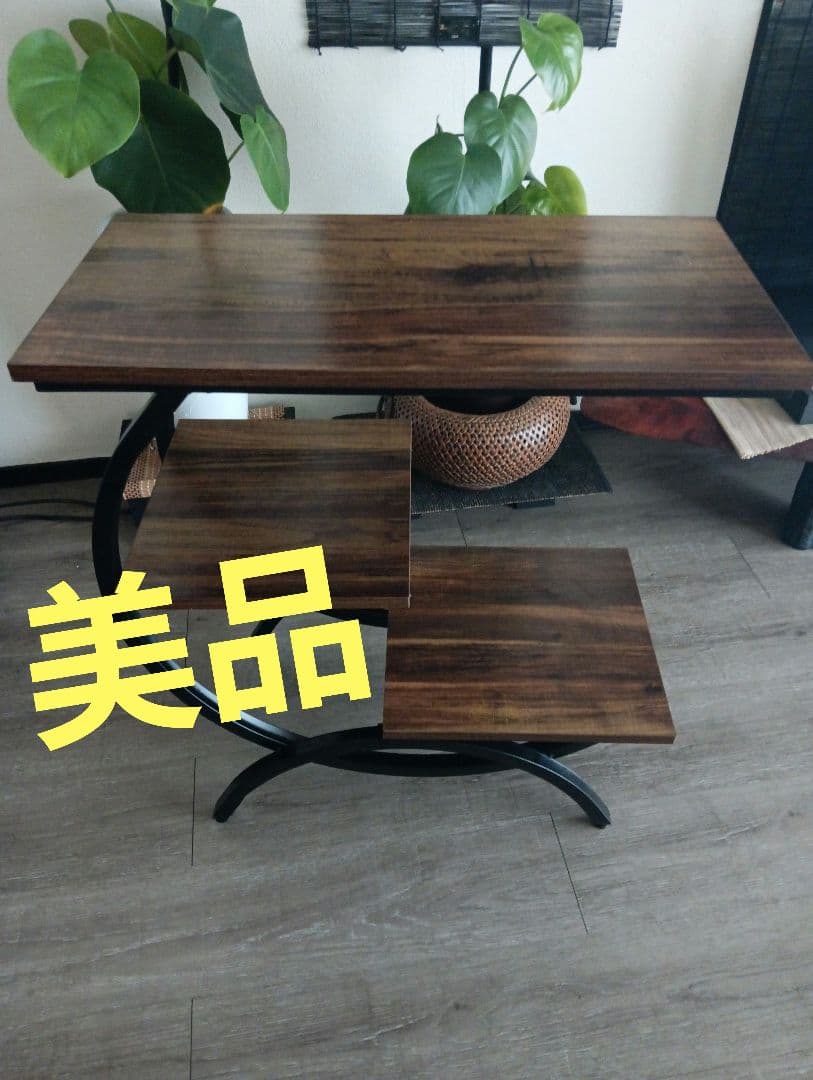 ダークブラウン 　サイドテーブル 　アイアン　リビング　ティーテーブル