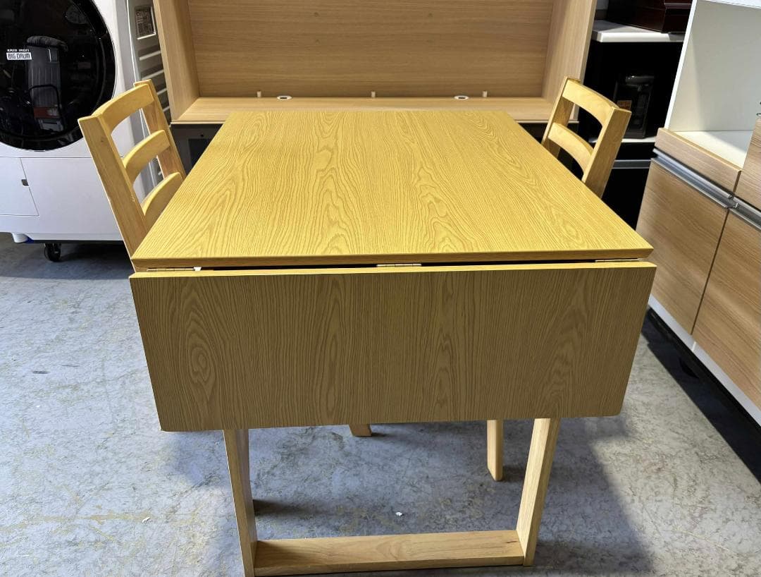 NITORI ニトリ 伸長式ダイニングテーブル3点セット回転式椅子Used/美品