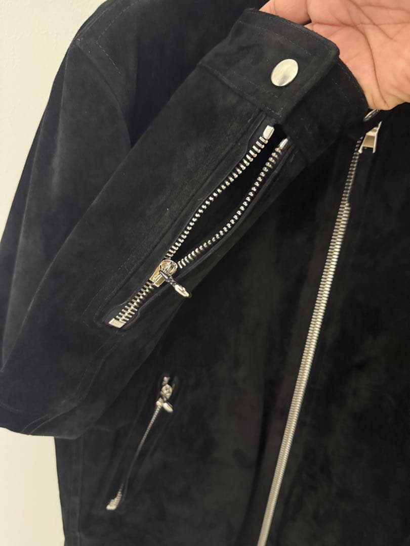 スエード シングルライダースジャケット 黒