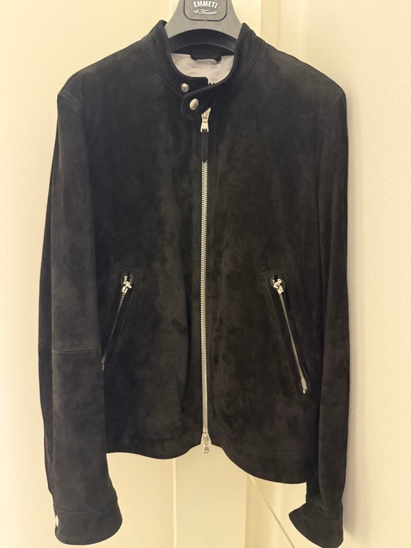 スエード シングルライダースジャケット 黒