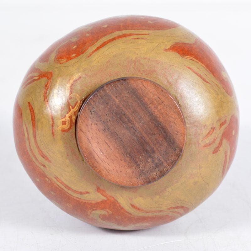 煎茶道具　瓢箪胴黒柿蓋製　波蒔絵　獣骨装飾　茶入　茶壷　M　R4656