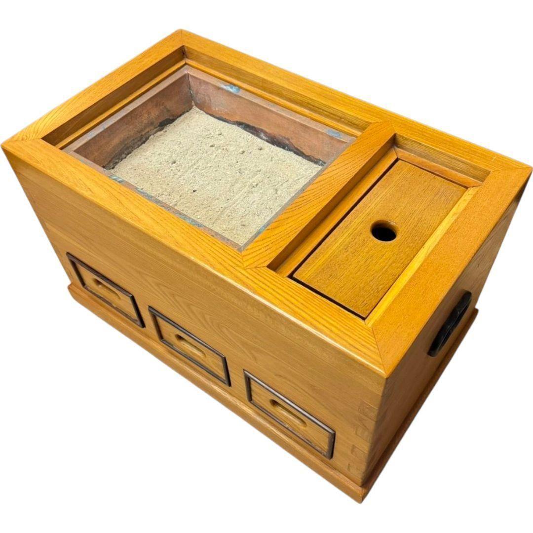 【美品】無垢 天然木 関西火鉢 大和火鉢 囲炉裏 長火鉢 火鉢 角火鉢 箱火鉢