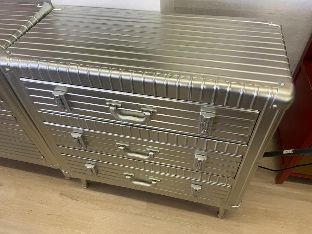 男前インテリア　3段チェスト　ワイド　インダストリアル　収納　引出し　スチール