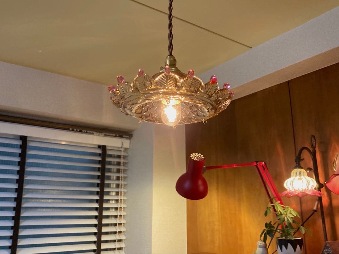 （専用）ムラーノガラス　【王様の帽子】　アンティーク　ランプシェード　1920年