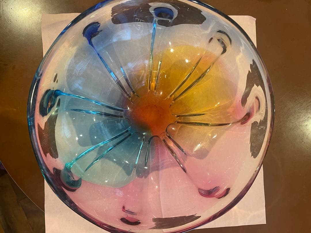 多色波状デザインガラスボウル