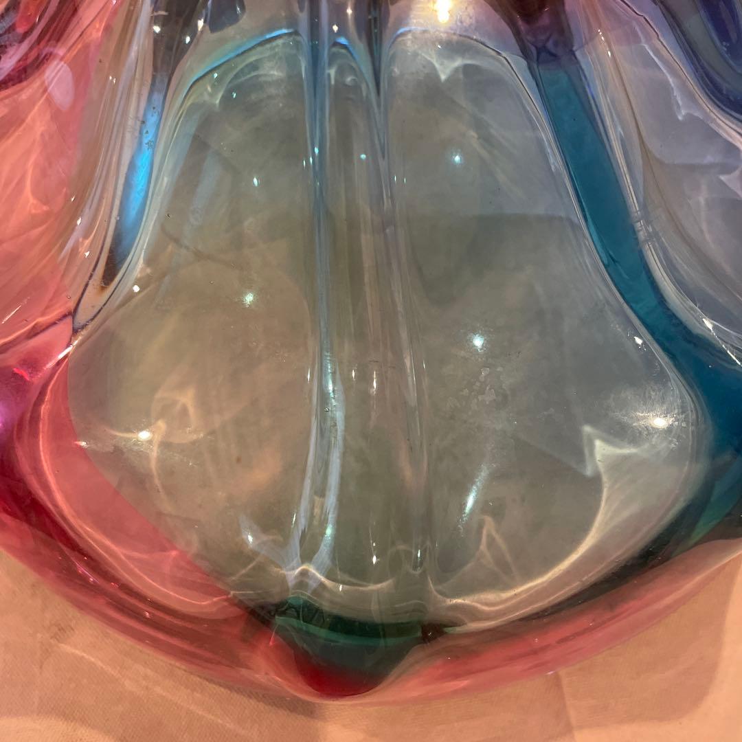 多色波状デザインガラスボウル