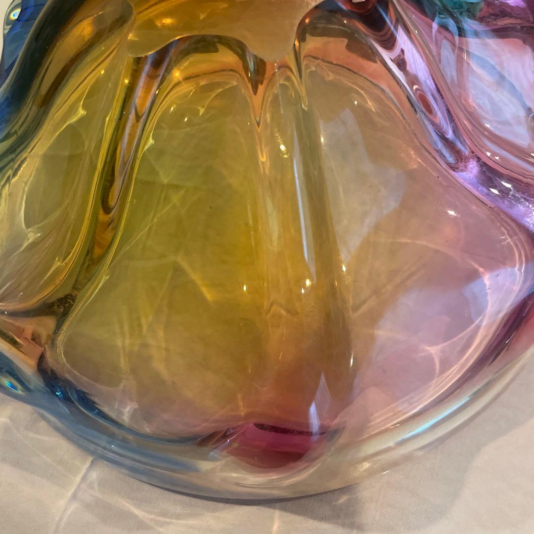 多色波状デザインガラスボウル