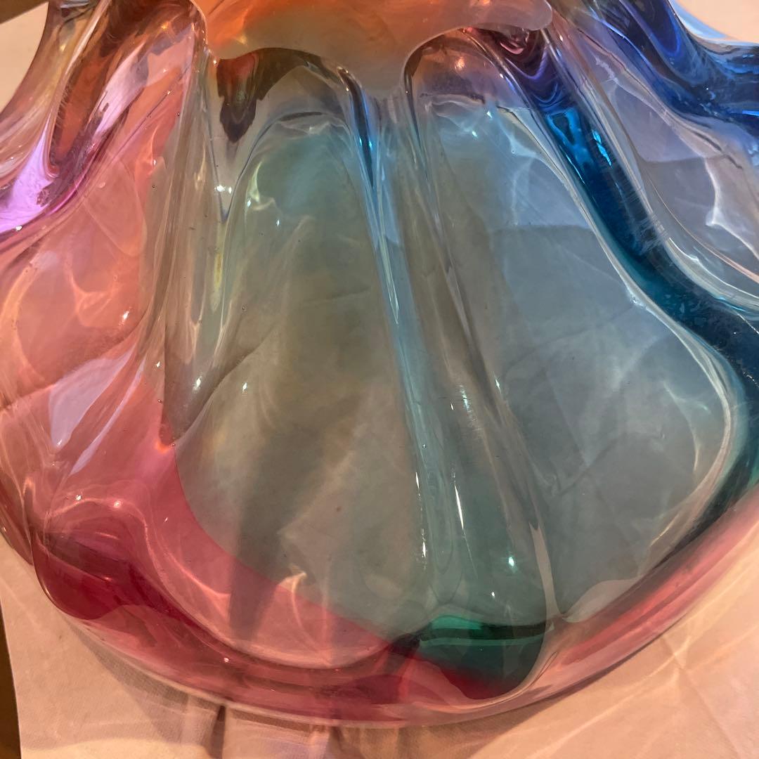 多色波状デザインガラスボウル