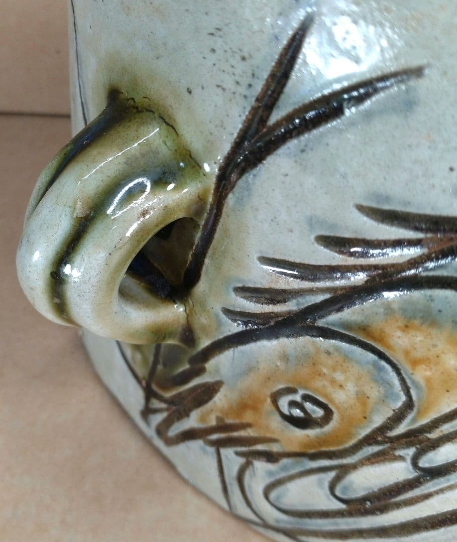 【本物保証】金城次郎 海老抱瓶 共箱 栞 美品 最大級ｗ29㎝ 壷屋焼 人間国宝