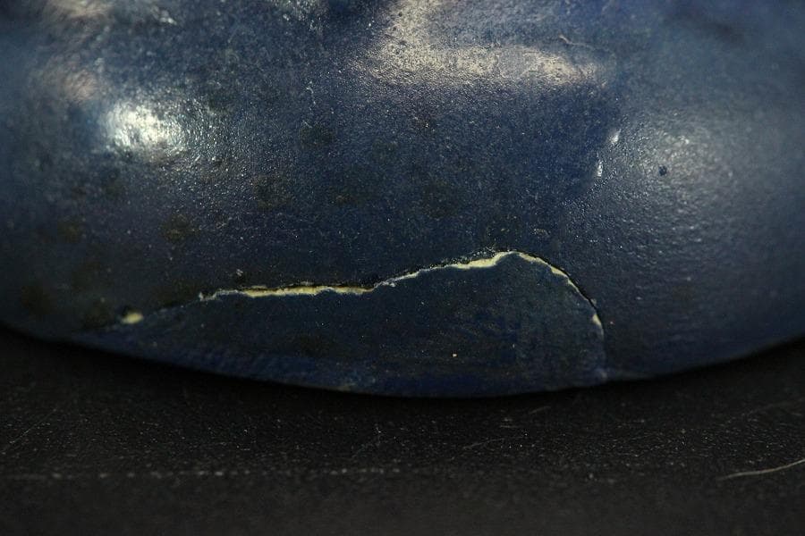 龍茶道具 中国美術 青花 果実 香合 古美術(AZ994)