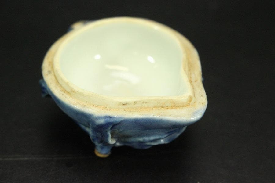 龍茶道具 中国美術 青花 果実 香合 古美術(AZ994)