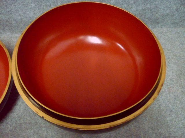 黒塗内朱塗 紋入り 飯櫃 [B31496]